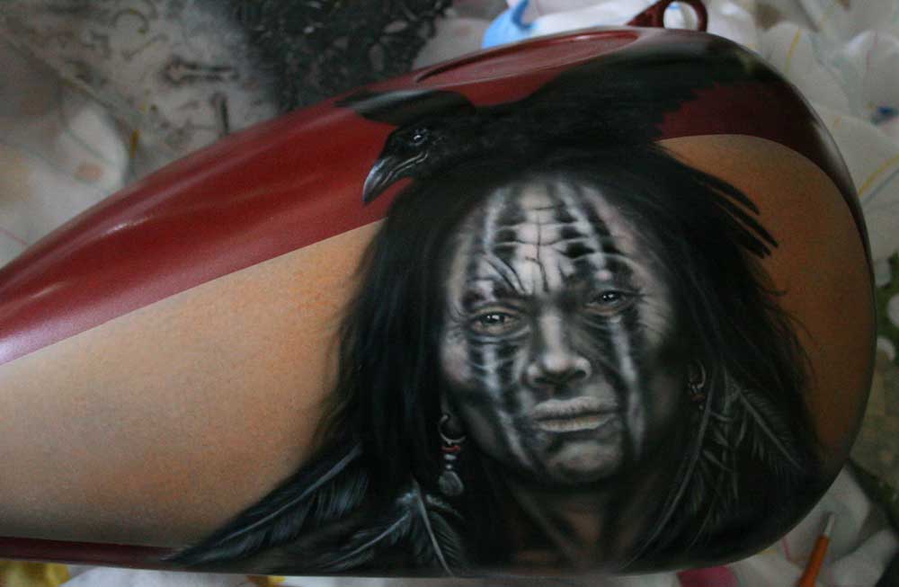 War Paint indian motorcycle airbrush